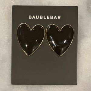 Bauble Bar Black Heart Stud Earrings NWT